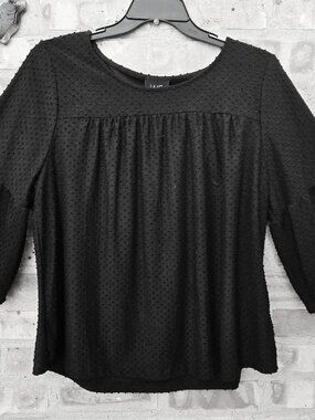 Dotted Swiss Black Bell Sleeve Blouse